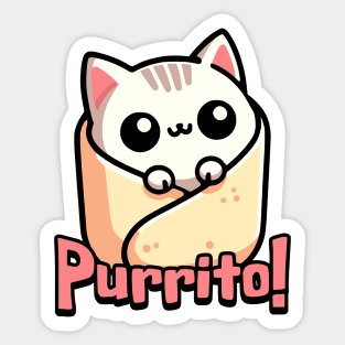 Purrito! Cute Cat Burrito Pun Sticker